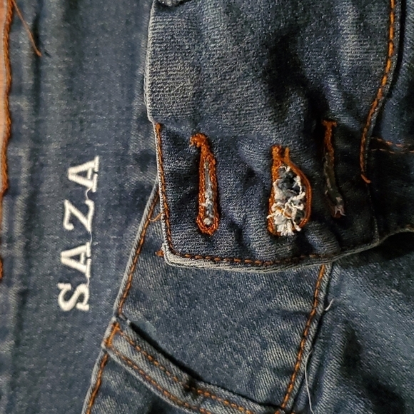 Saza Jeans Womens size 9 SJ jeans distressed low rise tapered destroyed - Picture 7 of 13